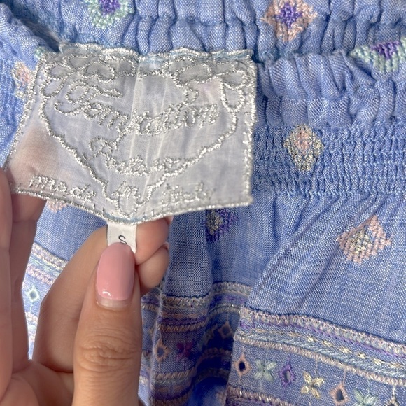 🔥 TEMPTATION POSITANO Chiesa Nuova embroidered Linen skirt MADE IN ITALY small - Picture 7 of 11